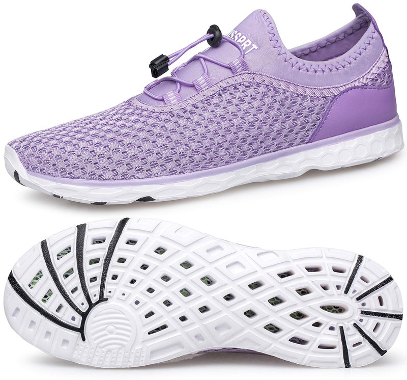 DOUSSPRT Women's Water Shoes Quick Drying Sports Aqua Shoes Purple Size 10 - Image 1